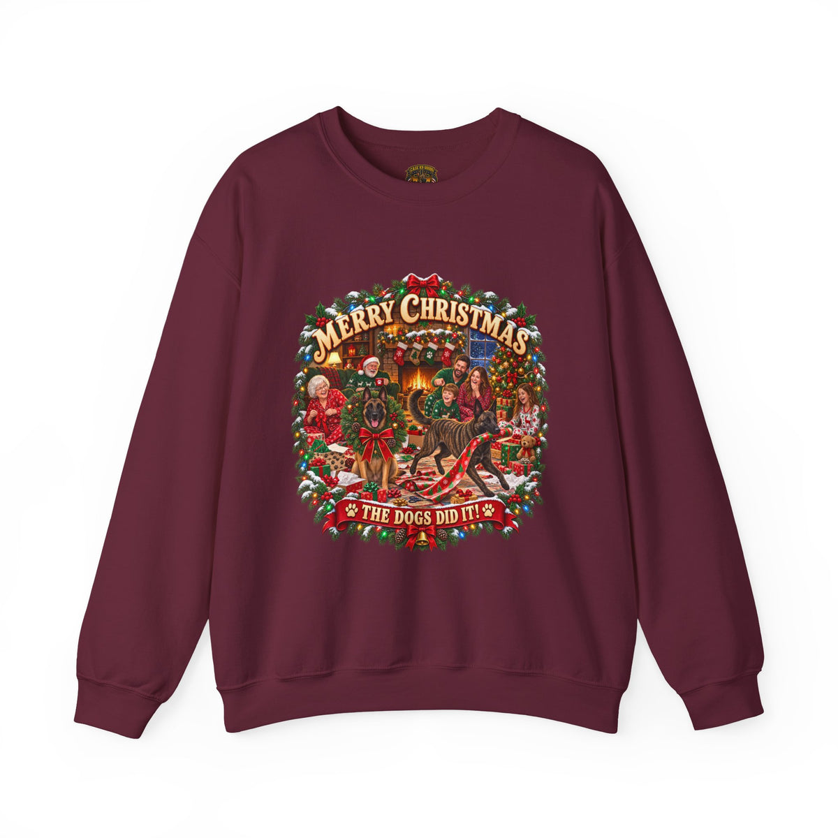 Christmas Sweatshirt — "Merry Christmas the Malinois Dogs Did It" Holiday Crewneck