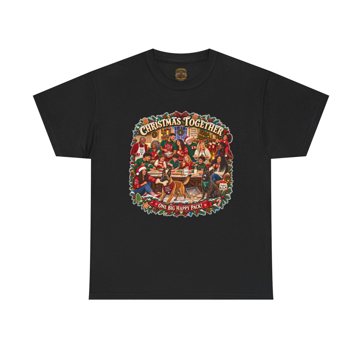 Christmas Together Tee — Vintage Family Holiday Scene "One Big Happy Place"