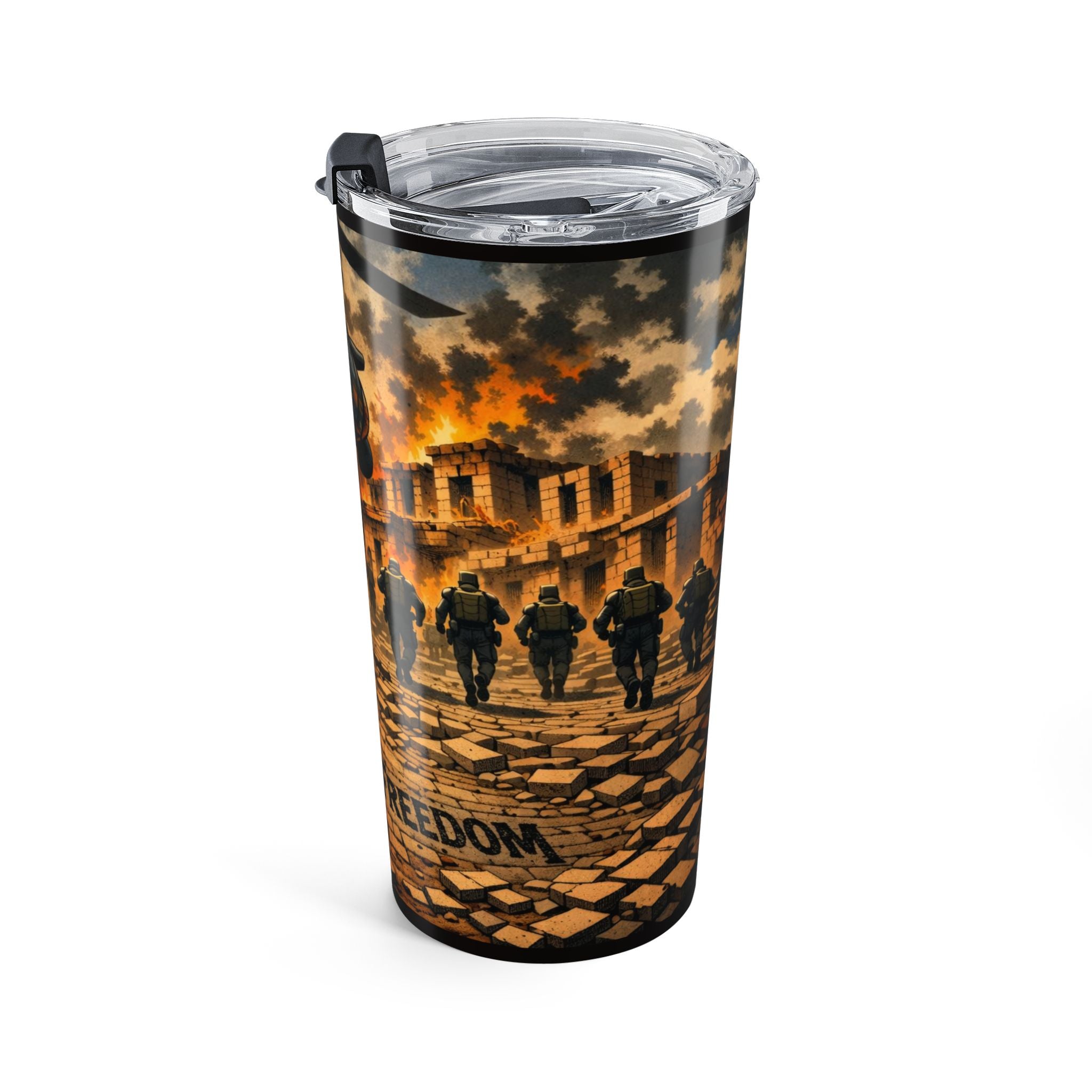 20oz Military Patrol Tumbler — 'In for Freedom' Veteran Combat Travel Mug