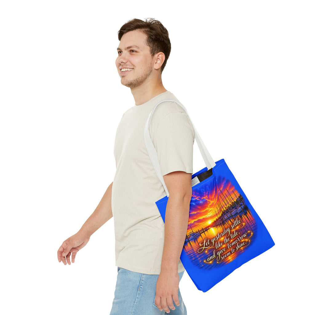 Let Yesterday Settle Inspirational Sunset Marina Tote Bag