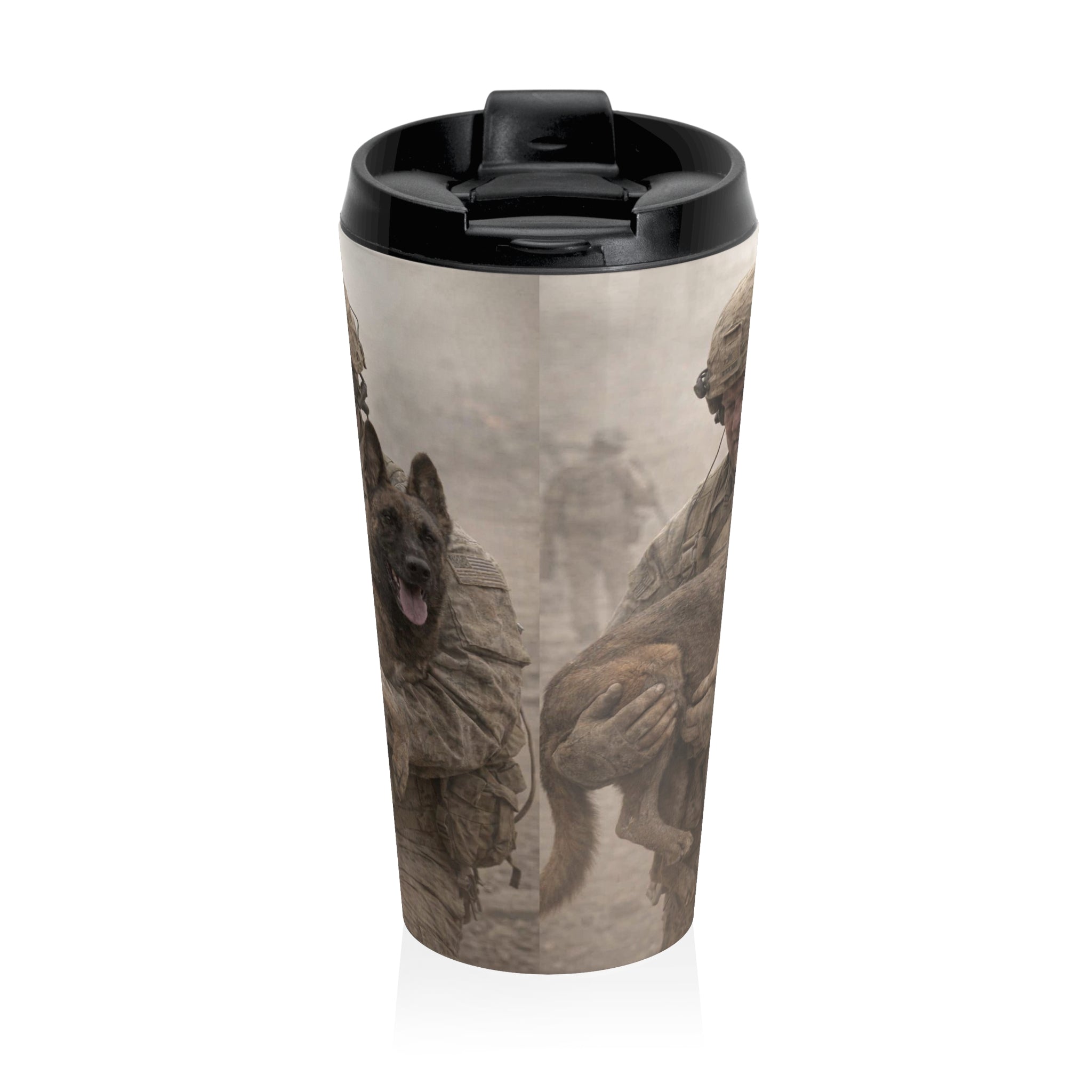 Military Working Dog Travel Mug — K9 Handler Stainless Steel Insulated Tumbler