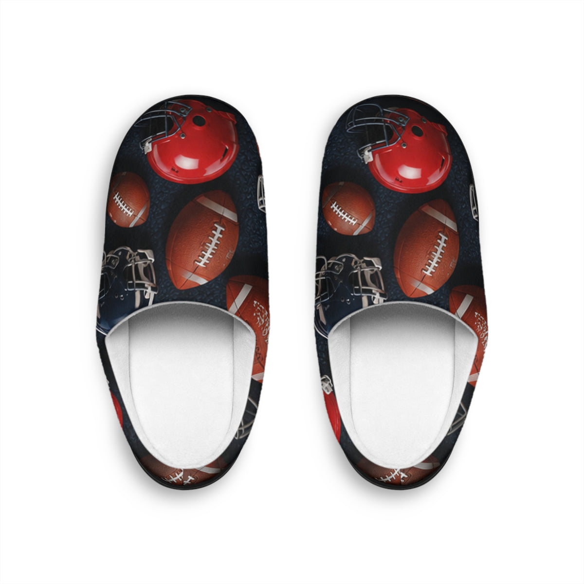 Football Pattern Men’s Indoor Slippers — Cozy Sports-Themed House Shoes