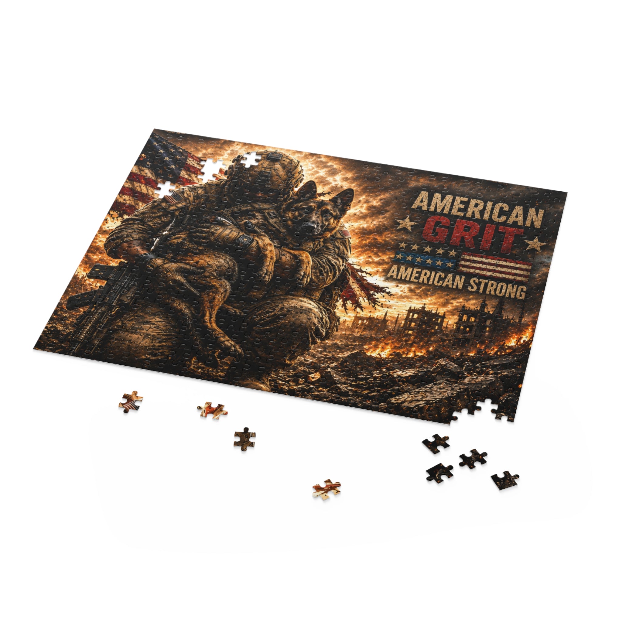 Puzzle — American Grit Military K9 Flag Jigsaw (120/252/500 pcs)
