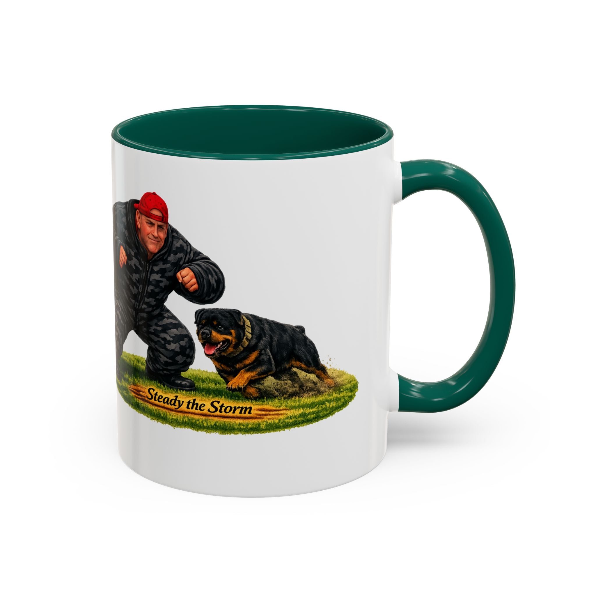 Steady the Storm Rottweiler & Handler Coffee Mug — Dog Lover Gift (11oz/15oz)