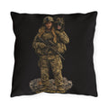 Military K9 Outdoor Pillow — Soldier & Dog “Unbreakable Bond” Throw Cushion