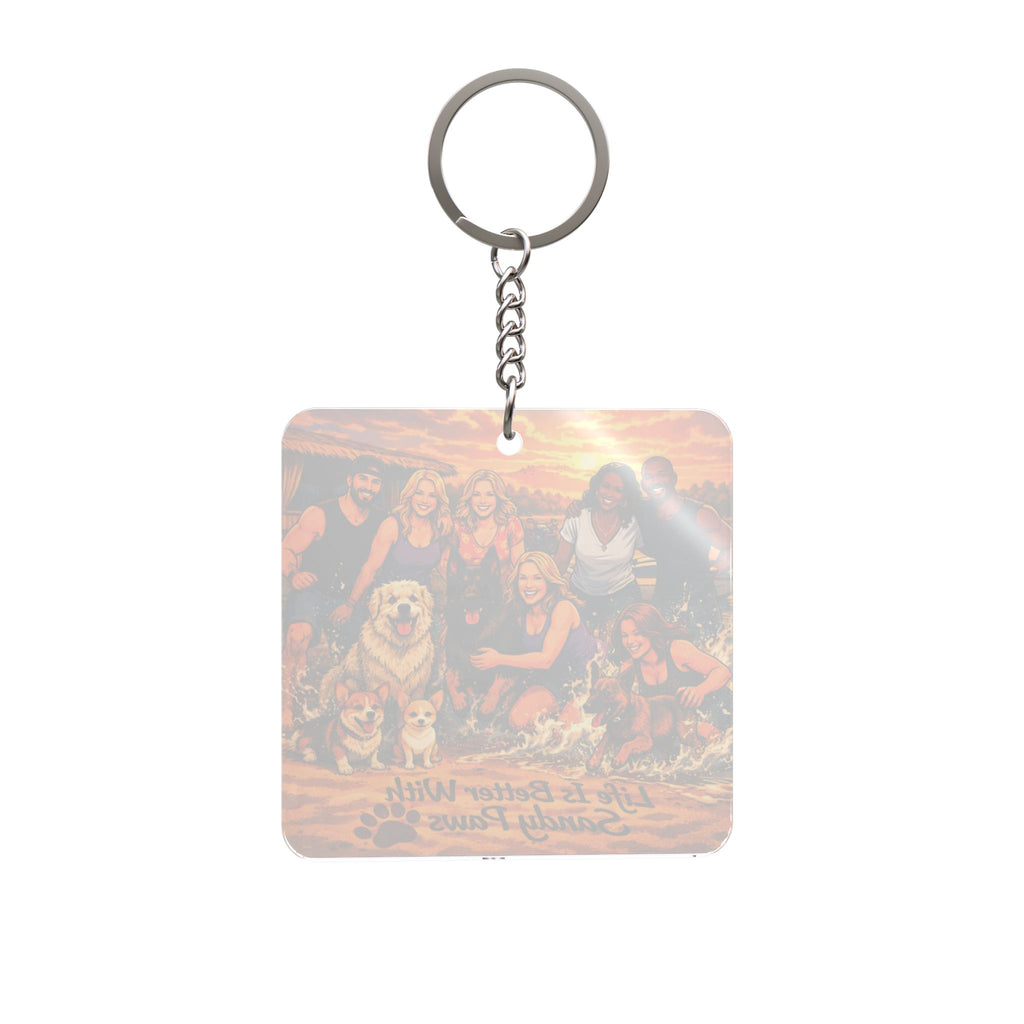 Square Keychain — "Life Is Better With Sassy Paws" Dog Lover Keychain