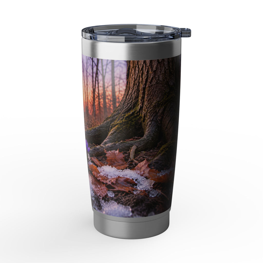 Vagabond 20oz Tumbler — Forest Scripture Sunrise Travel Mug with Inspirational Scripture
