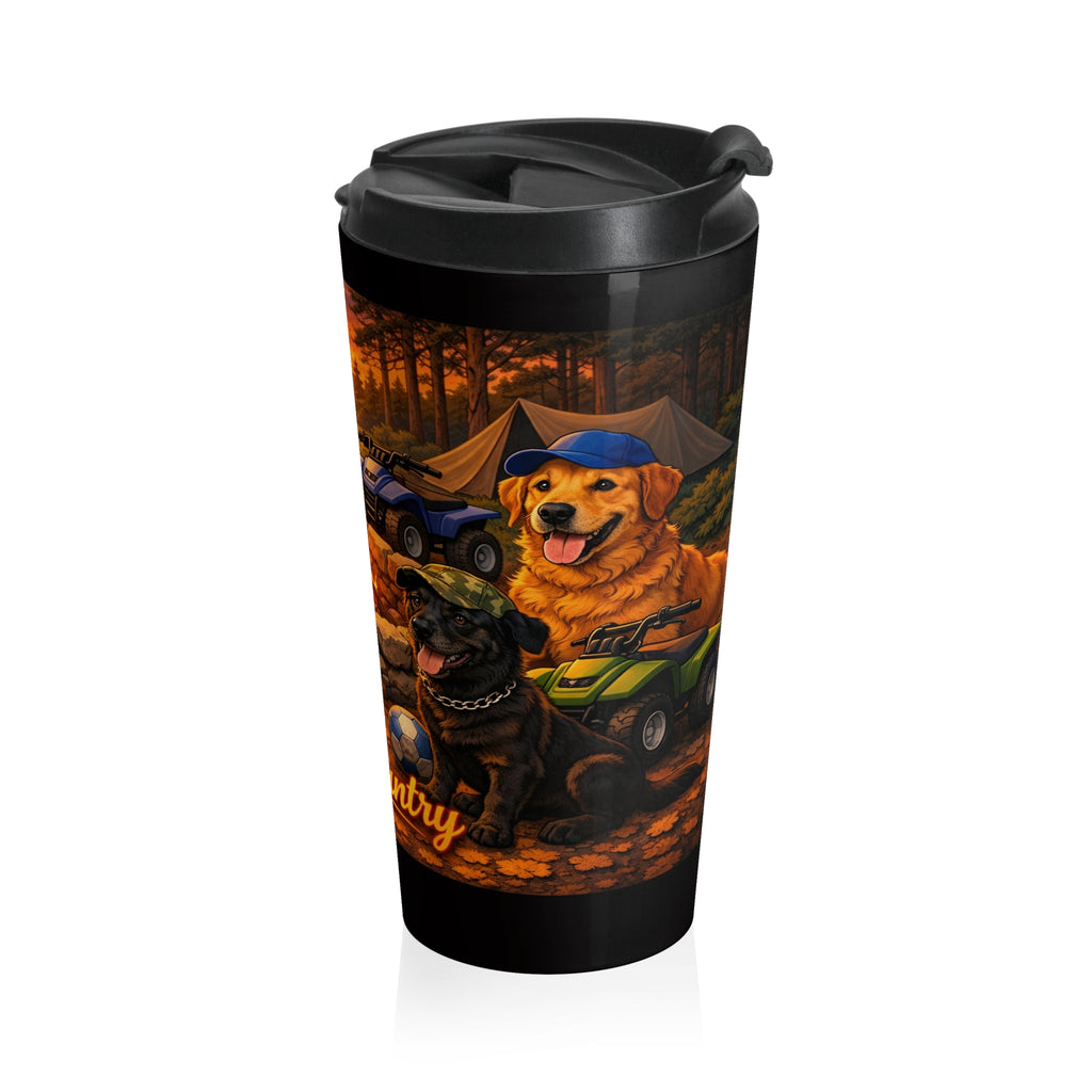 Born Country Campfire Travel Mug — Rustic Dogs & ATVs Stainless Steel Tumbler