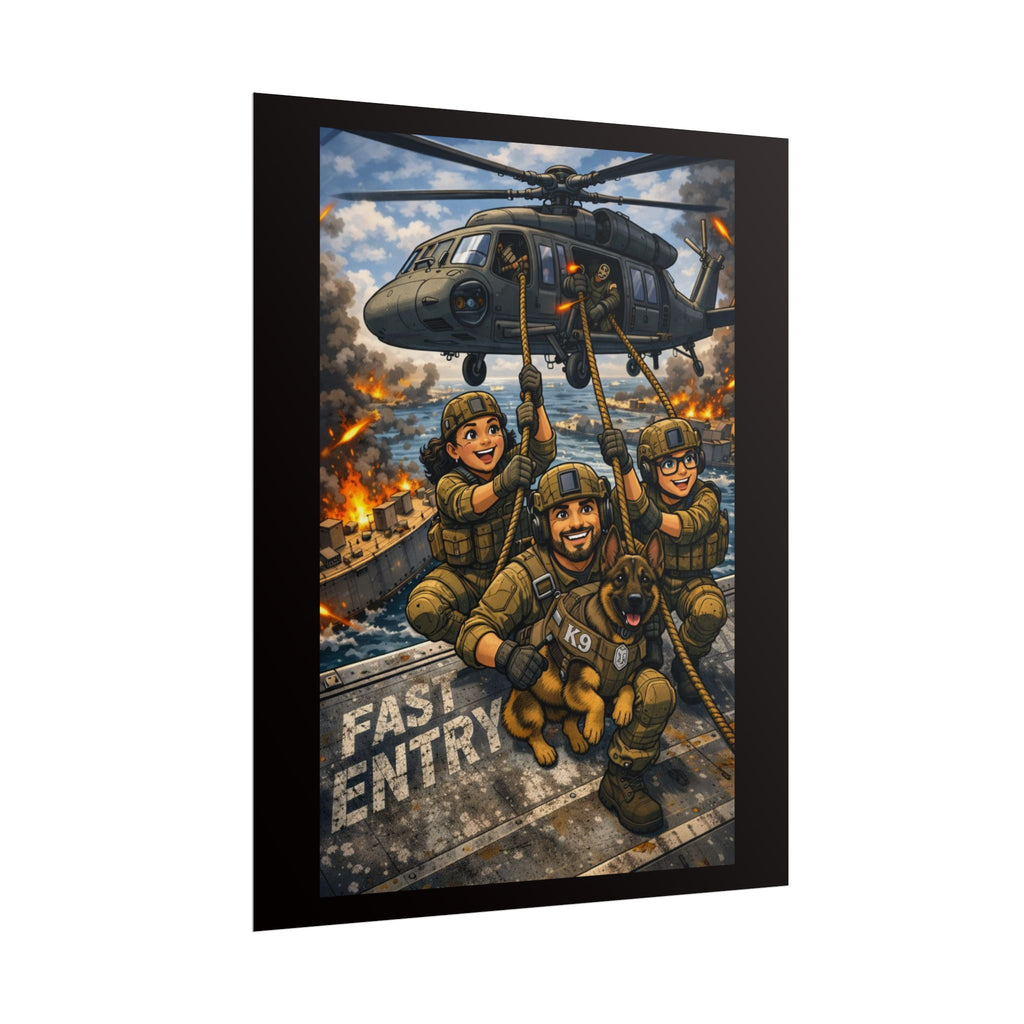 Military Rescue Poster — Fast Entry Helicopter Troops Wall Art