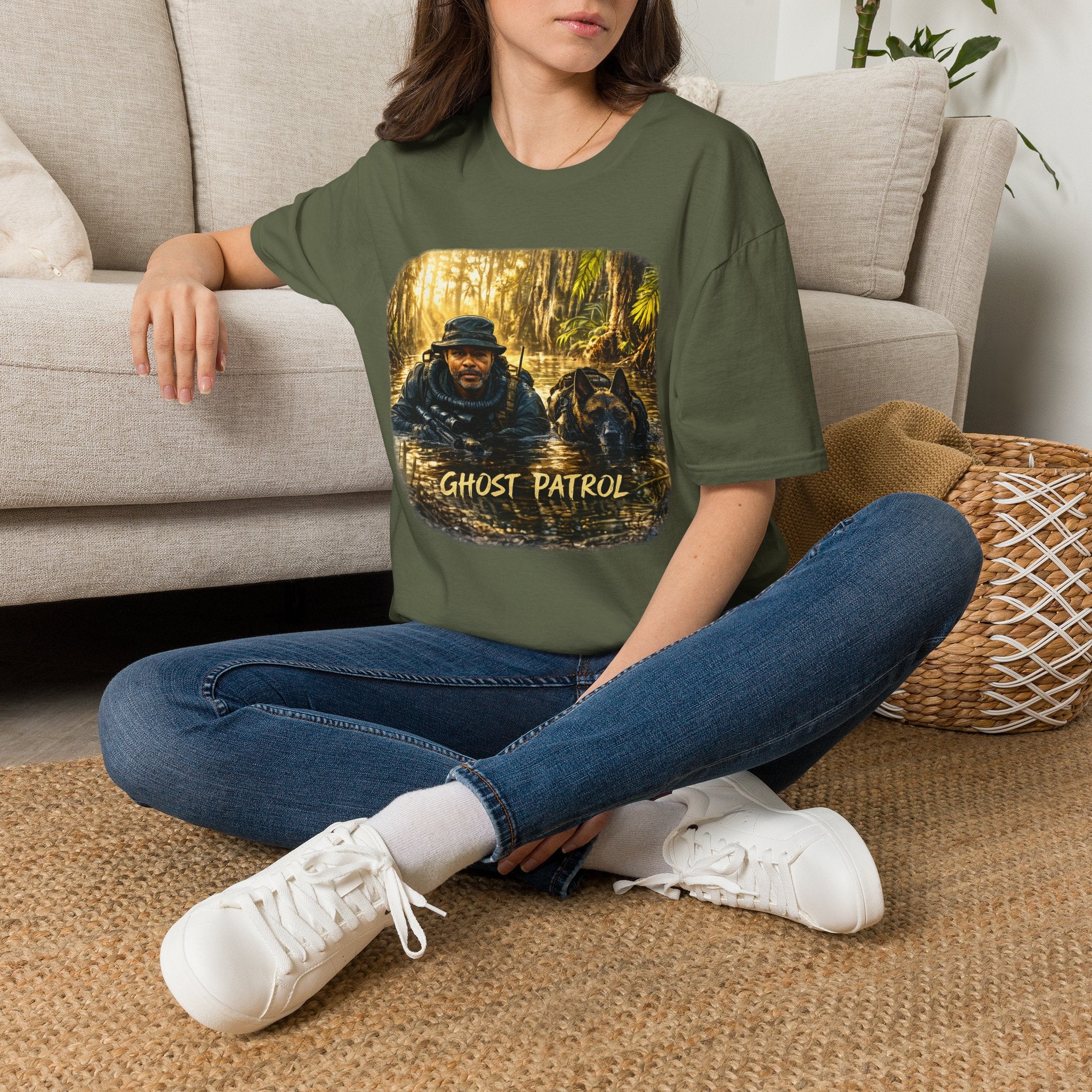 Ghost Patrol T‑Shirt — Tactical Swamp K-9 Rescue Graphic Tee