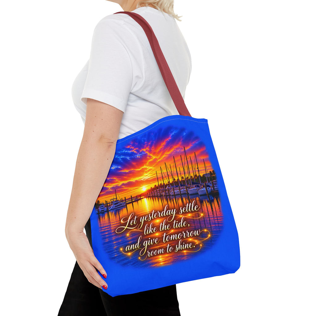 Let Yesterday Settle Inspirational Sunset Marina Tote Bag