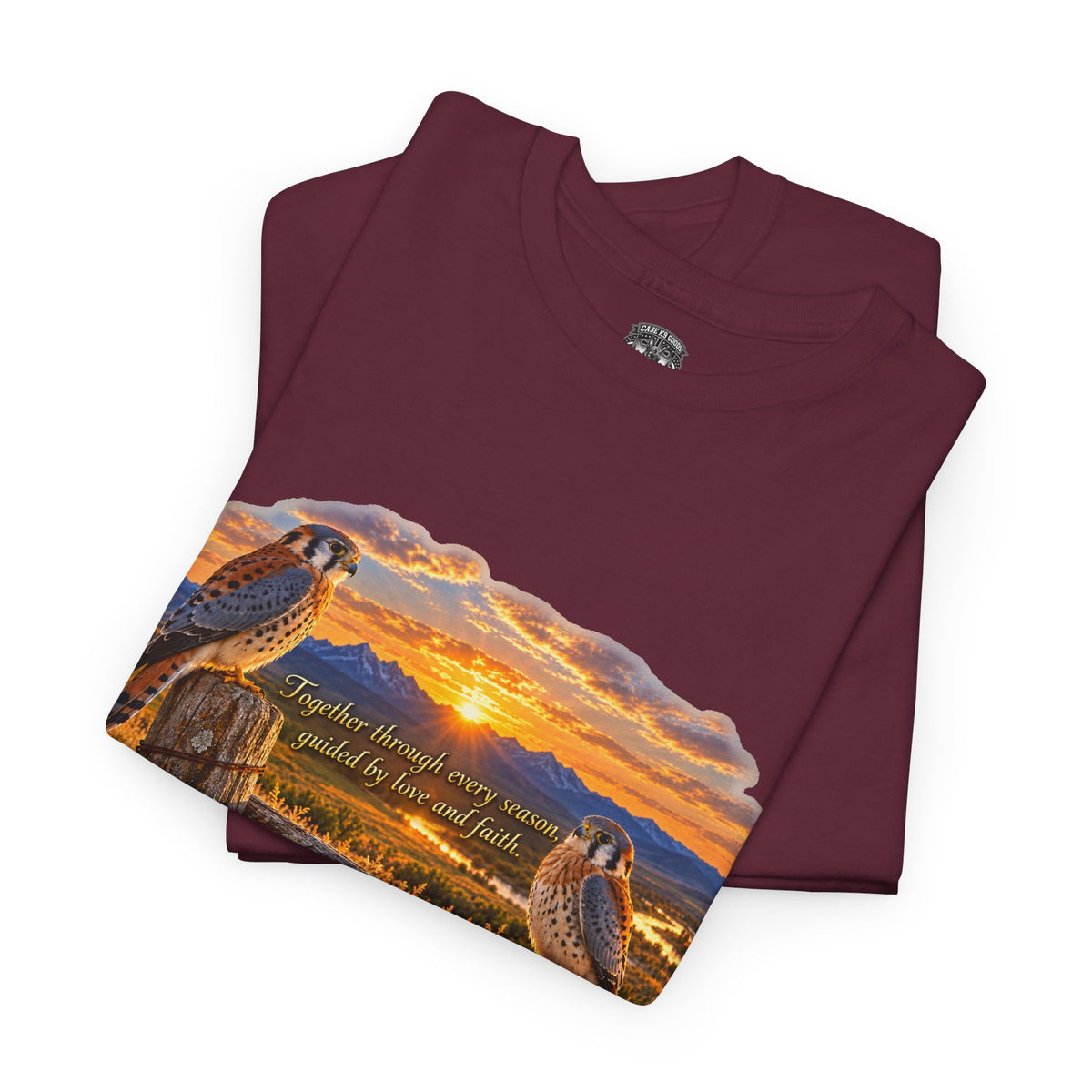Desert Sunset Kestrels T-Shirt — Prairie Sunrise Hawk Pair Tee
