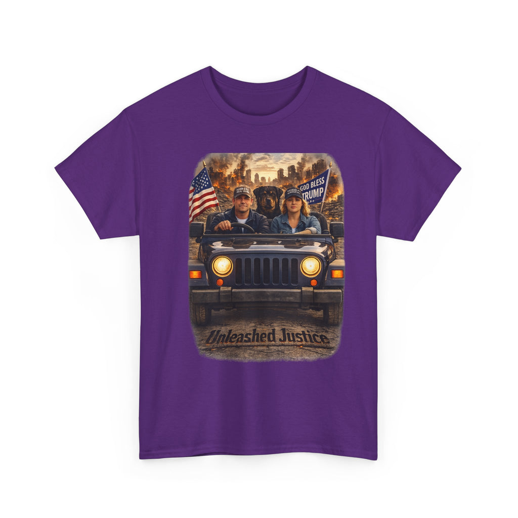Unleashed Justice Jeep Tee – Patriotic American Flag Graphic T-Shirt