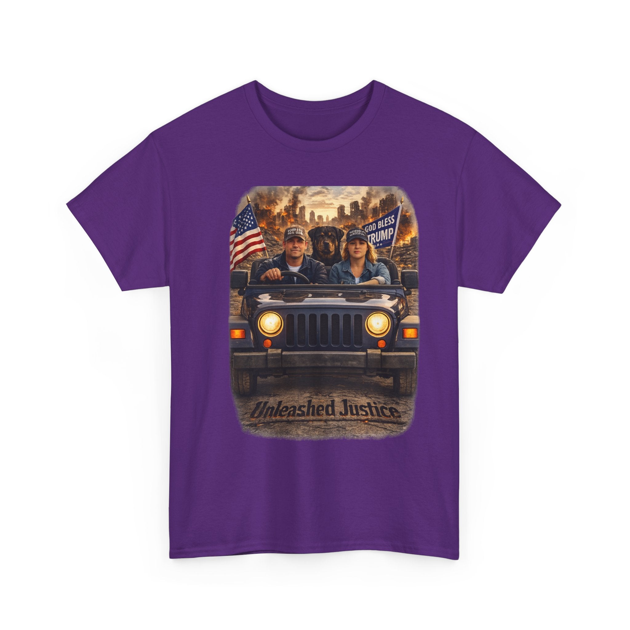 Unleashed Justice Jeep Tee – Patriotic American Flag Graphic T-Shirt