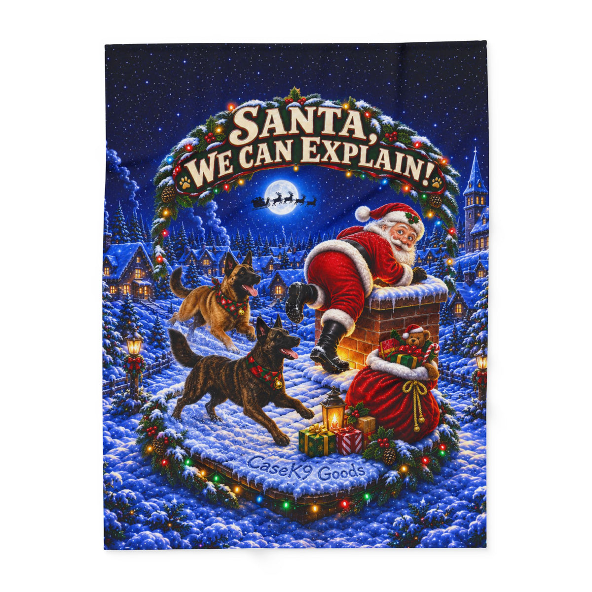 Santa We Can Explain Fleece Blanket — Funny Malinois Christmas Holiday Throw