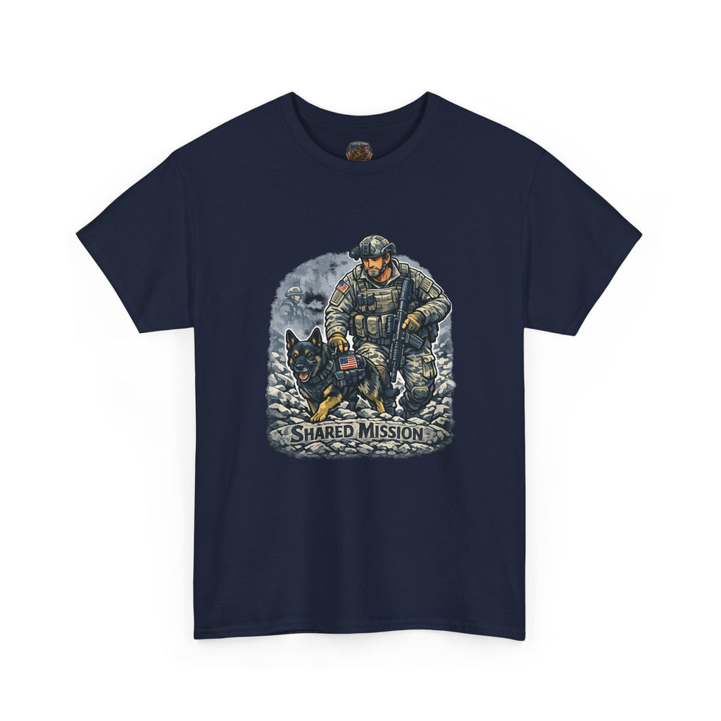 Military K9 T‑Shirt – 'Shared Mission' Soldier & German Shepherd Tribute Tee