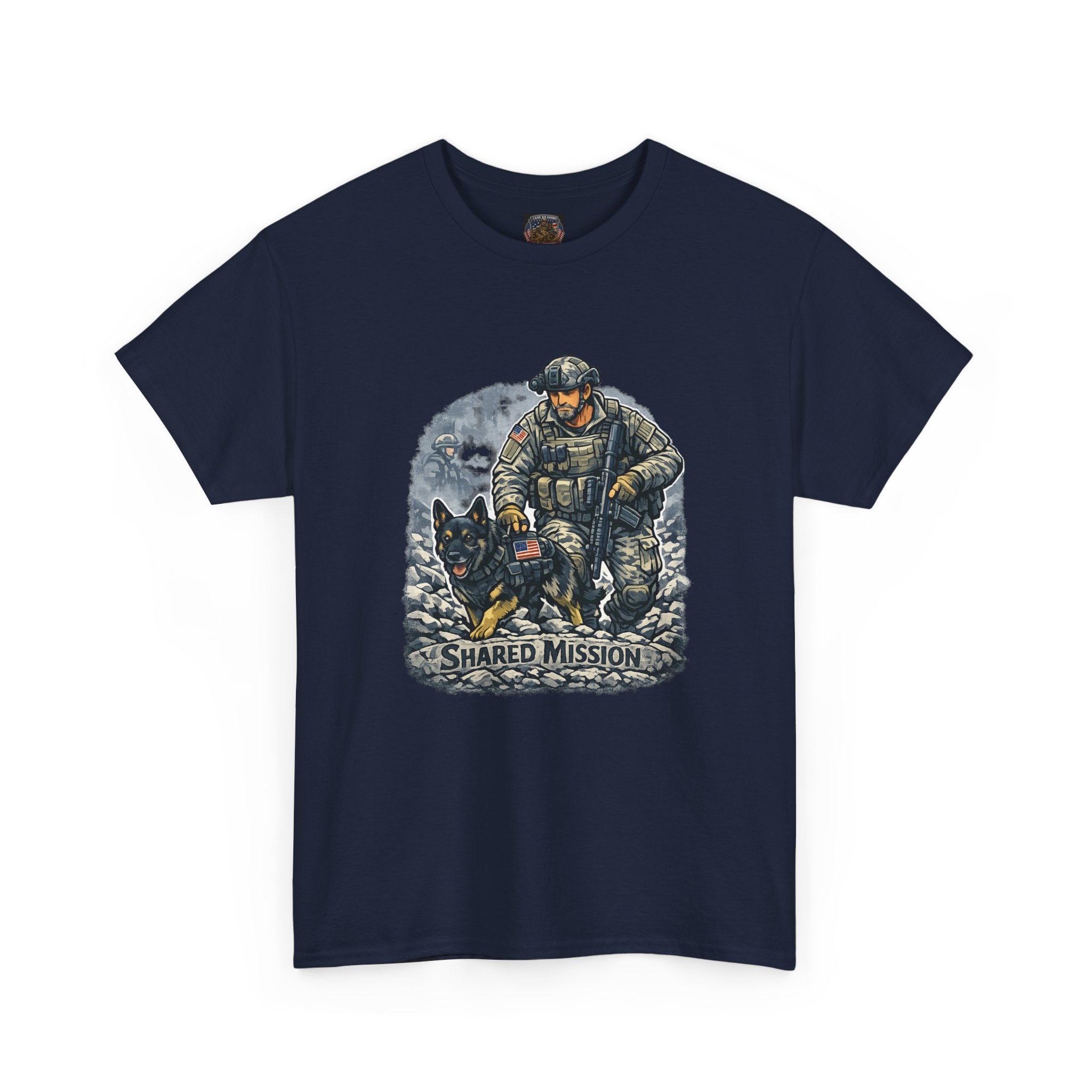 Military K9 T‑Shirt – 'Shared Mission' Soldier & German Shepherd Tribute Tee