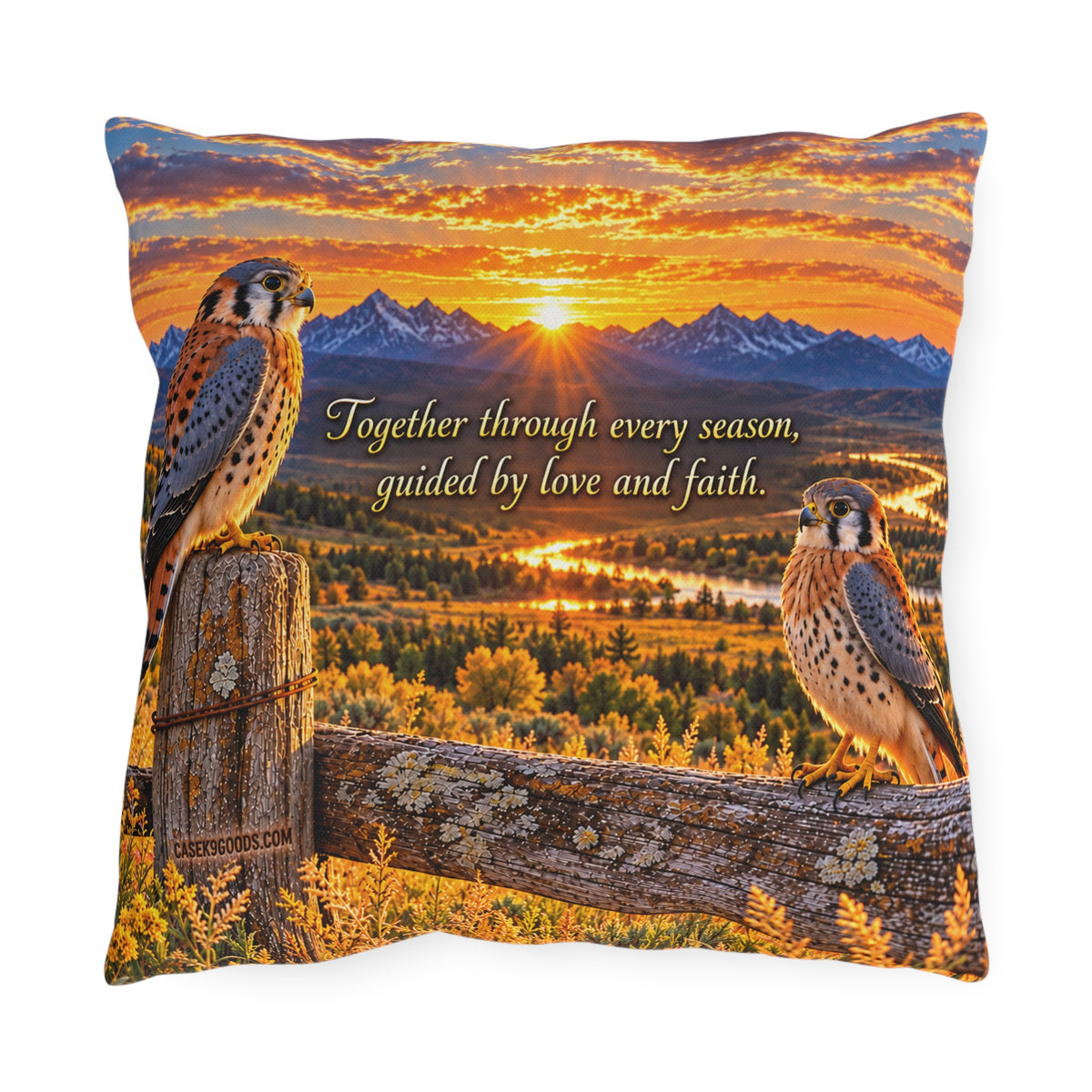 Together Through Every Season Kestrel Outdoor Pillow