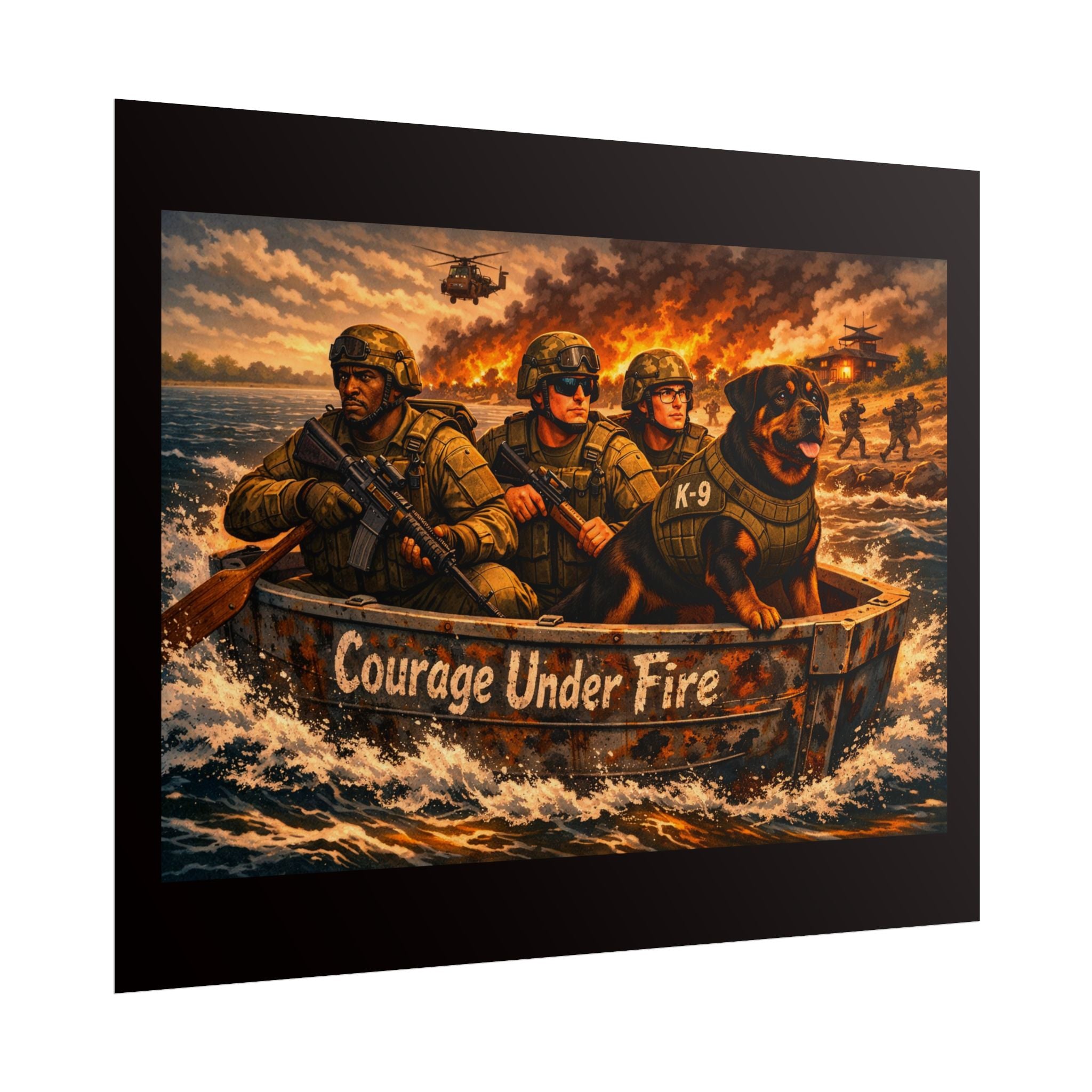 Rolled Poster — Courage Under Fire Military Wall Art (Veteran & K9 Tribute)