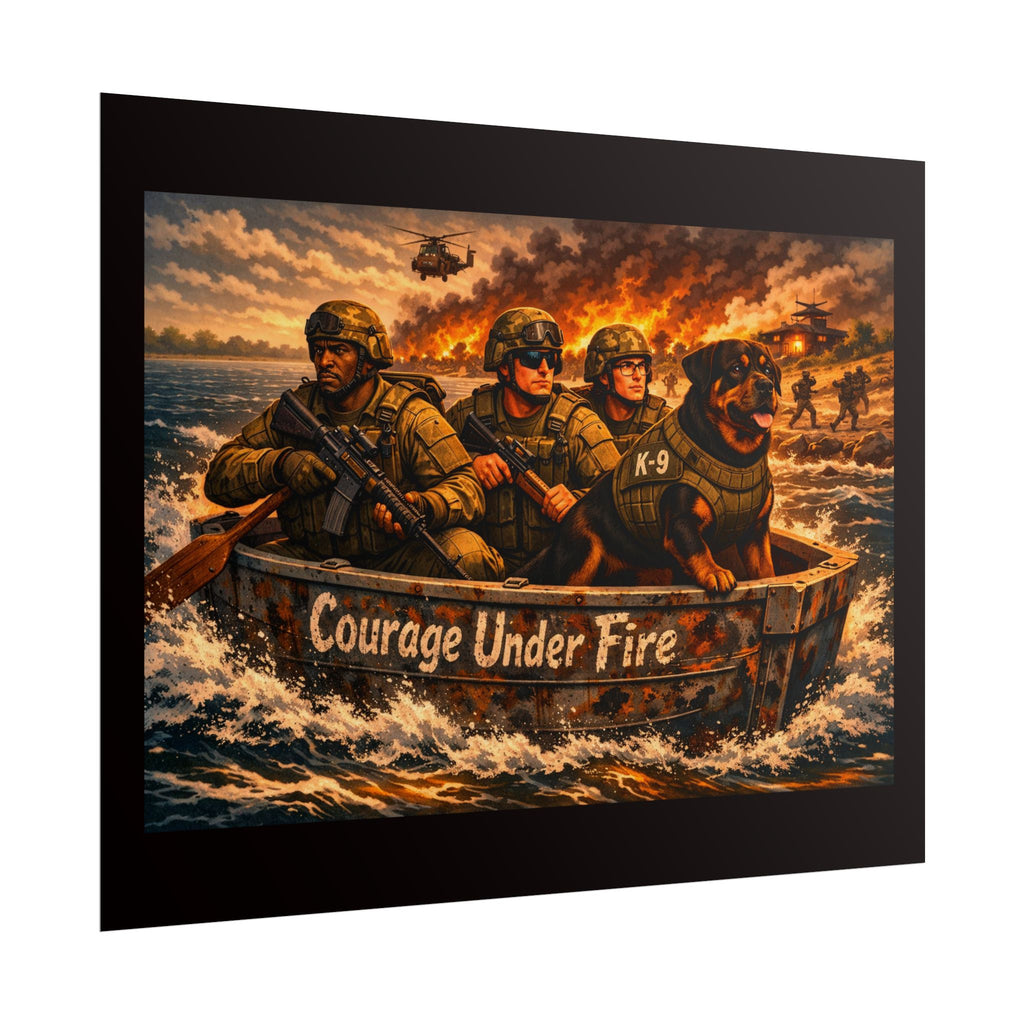 Rolled Poster — Courage Under Fire Military Wall Art (Veteran & K9 Tribute)