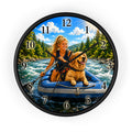 Wall Clock — River Rafting Adventure Clock with Woman and Dog