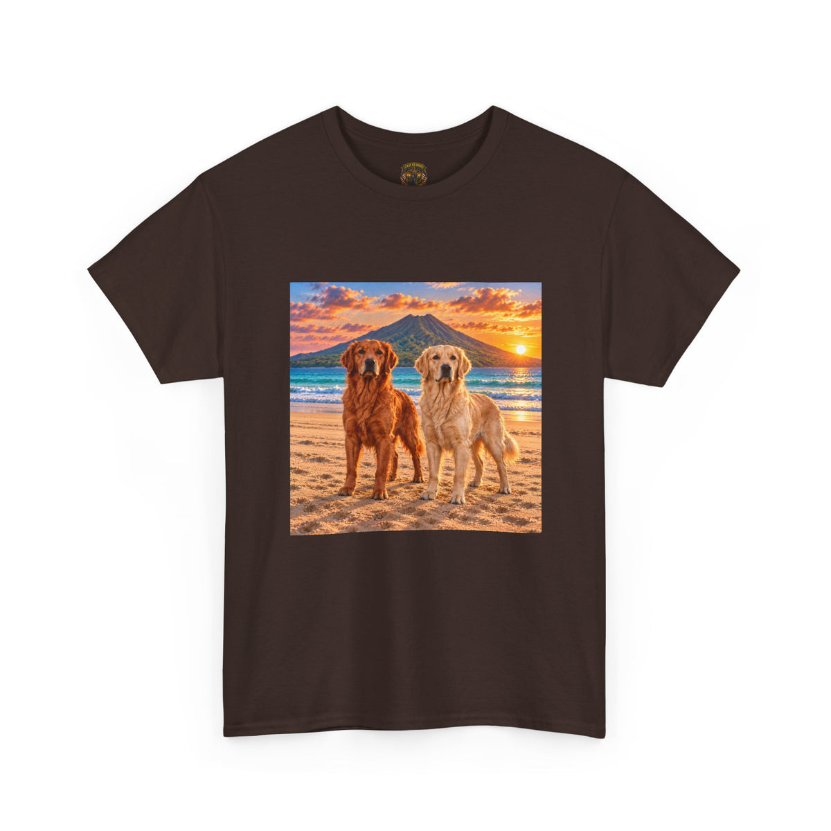 Golden Retrievers on Beach Sunset T-Shirt