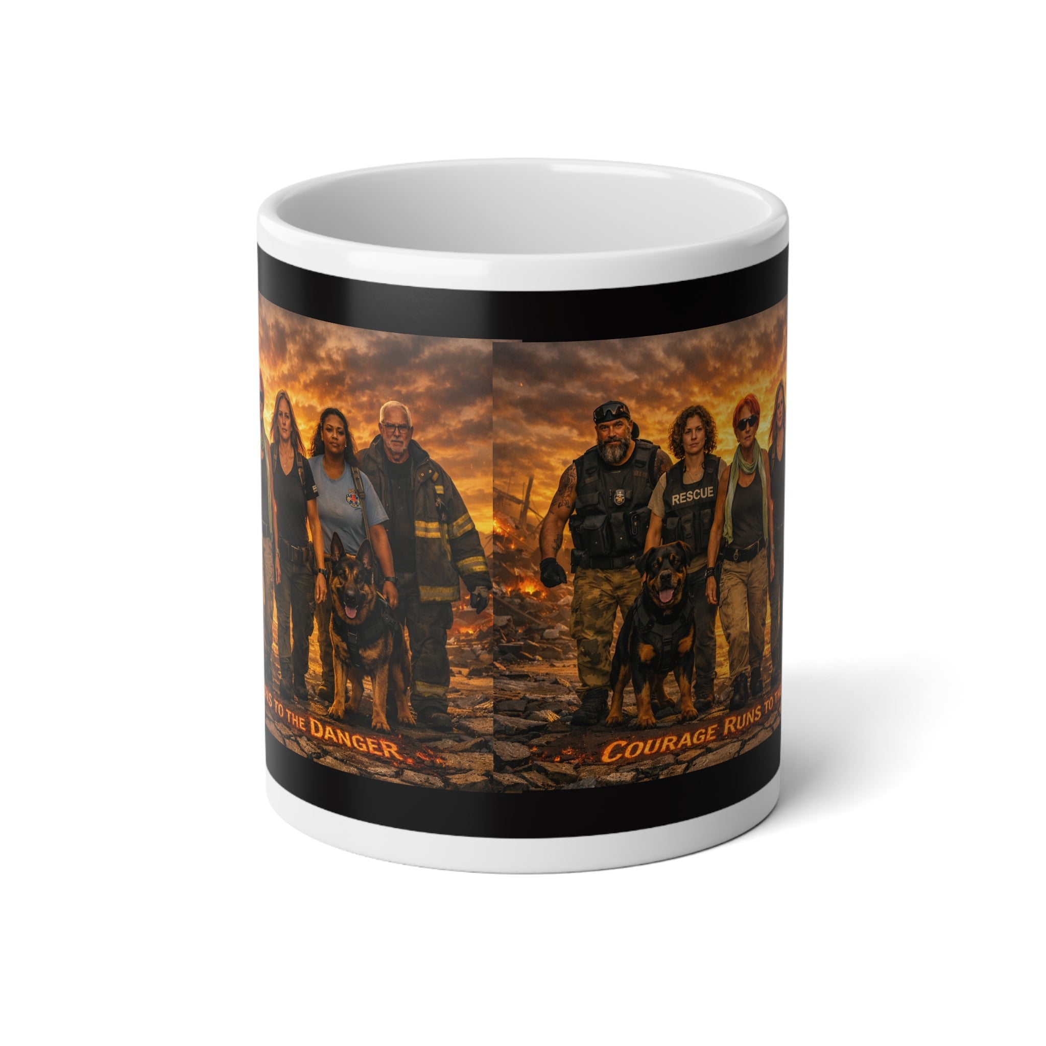 20oz Jumbo Coffee Mug — First Responders Tribute Design (Courage, K9 Rescue)