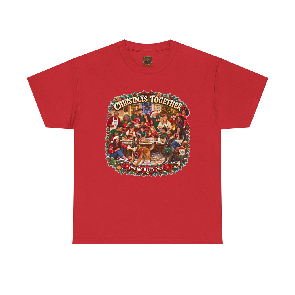 Christmas Together Tee — Vintage Family Holiday Scene "One Big Happy Place"