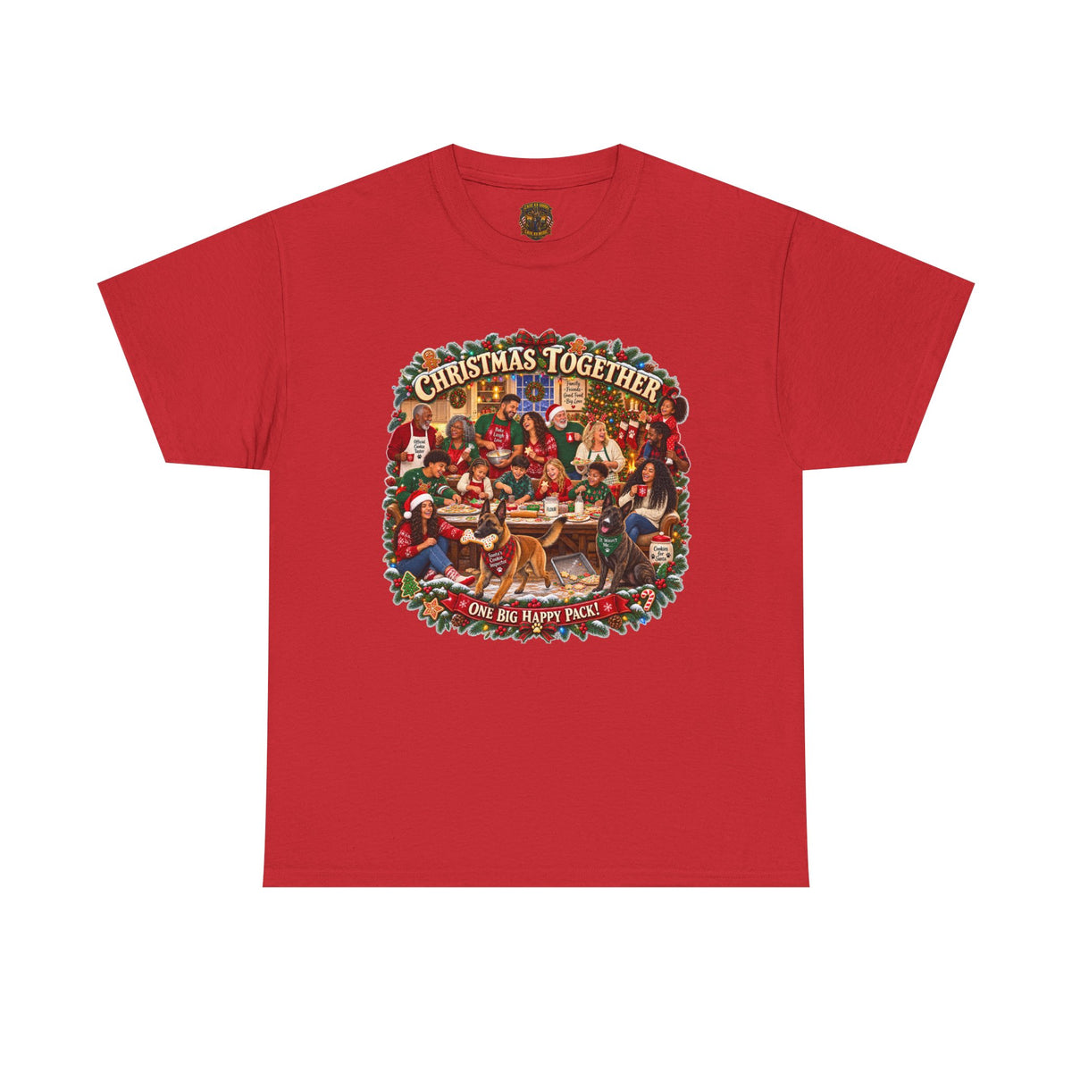 Christmas Together Tee — Vintage Family Holiday Scene "One Big Happy Place"