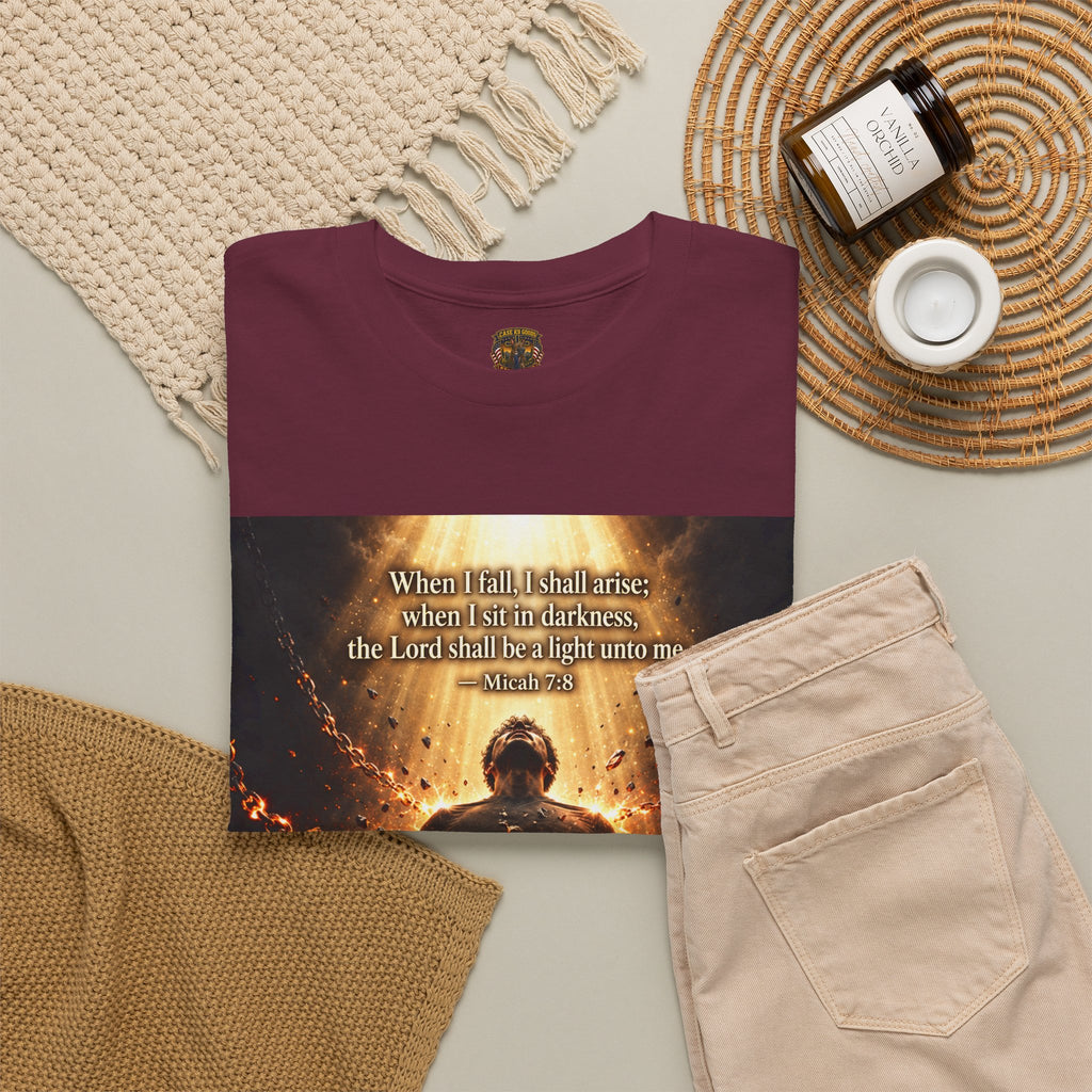 The Light of God Saves Graphic Tee — "Wound Me, Defeat Me, I'll Rise Stronger" Inspirational Shirt