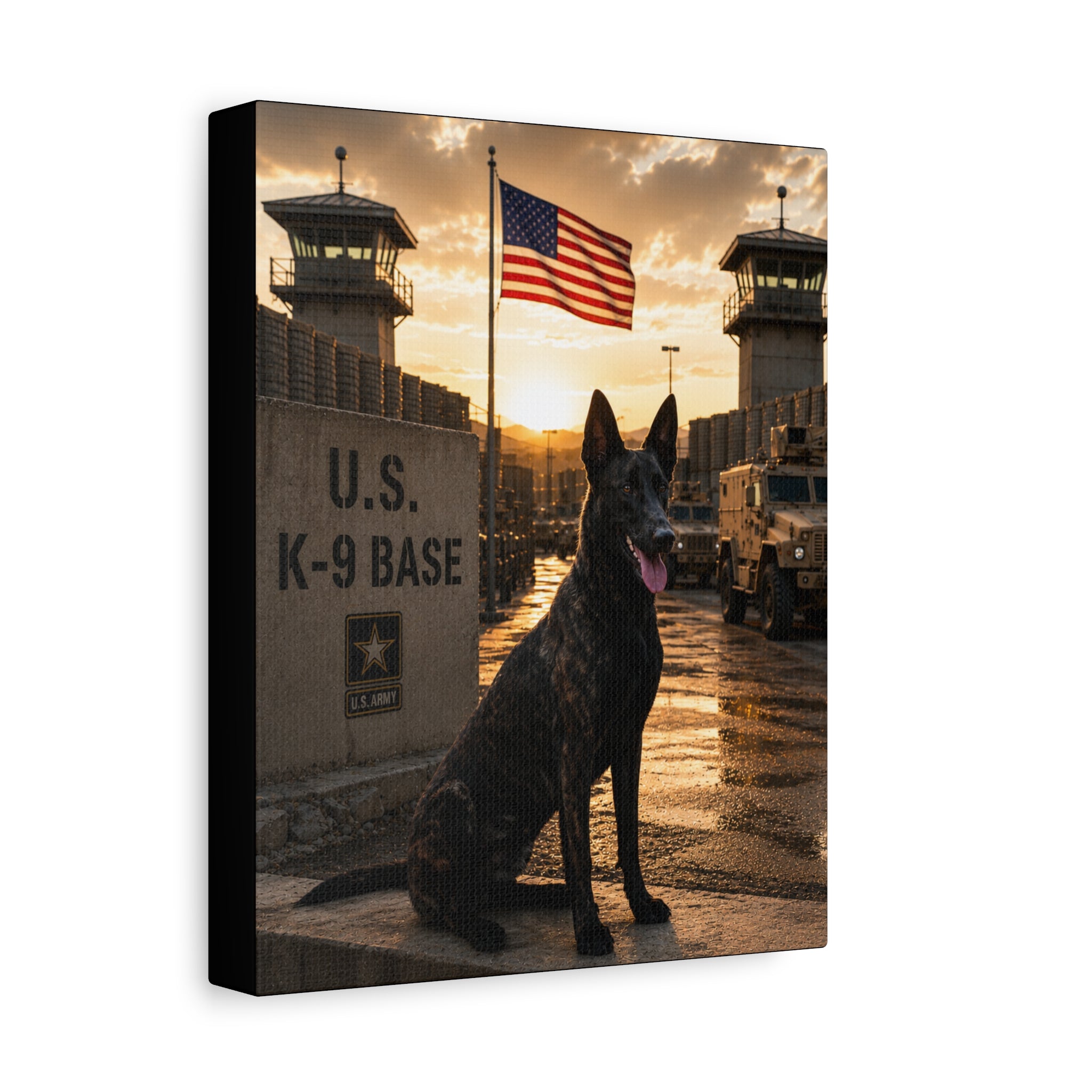 Military K-9 Canvas Print — Patriotic U.S. K-9 Base Wall Art