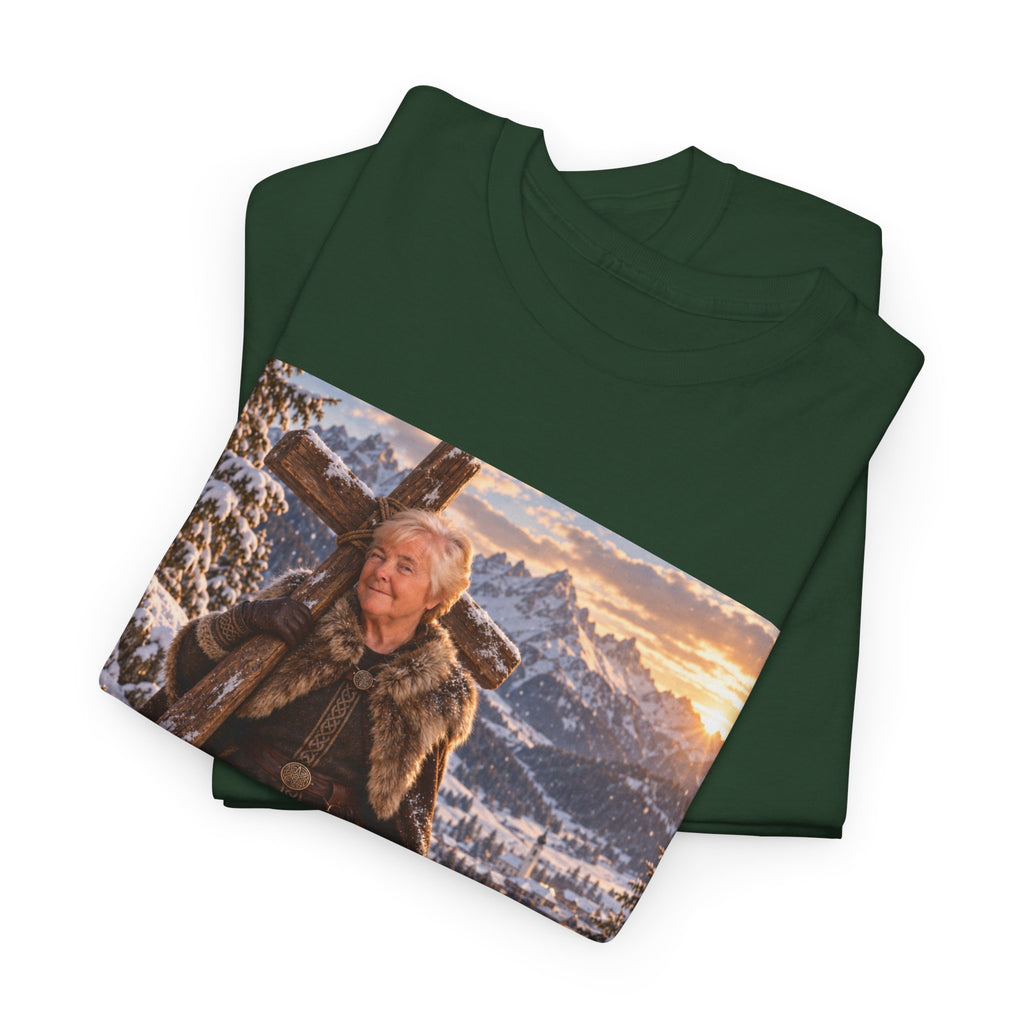 Winter Faith Warrior T‑Shirt — Explorer with Malinois Dog Scenic Graphic Tee