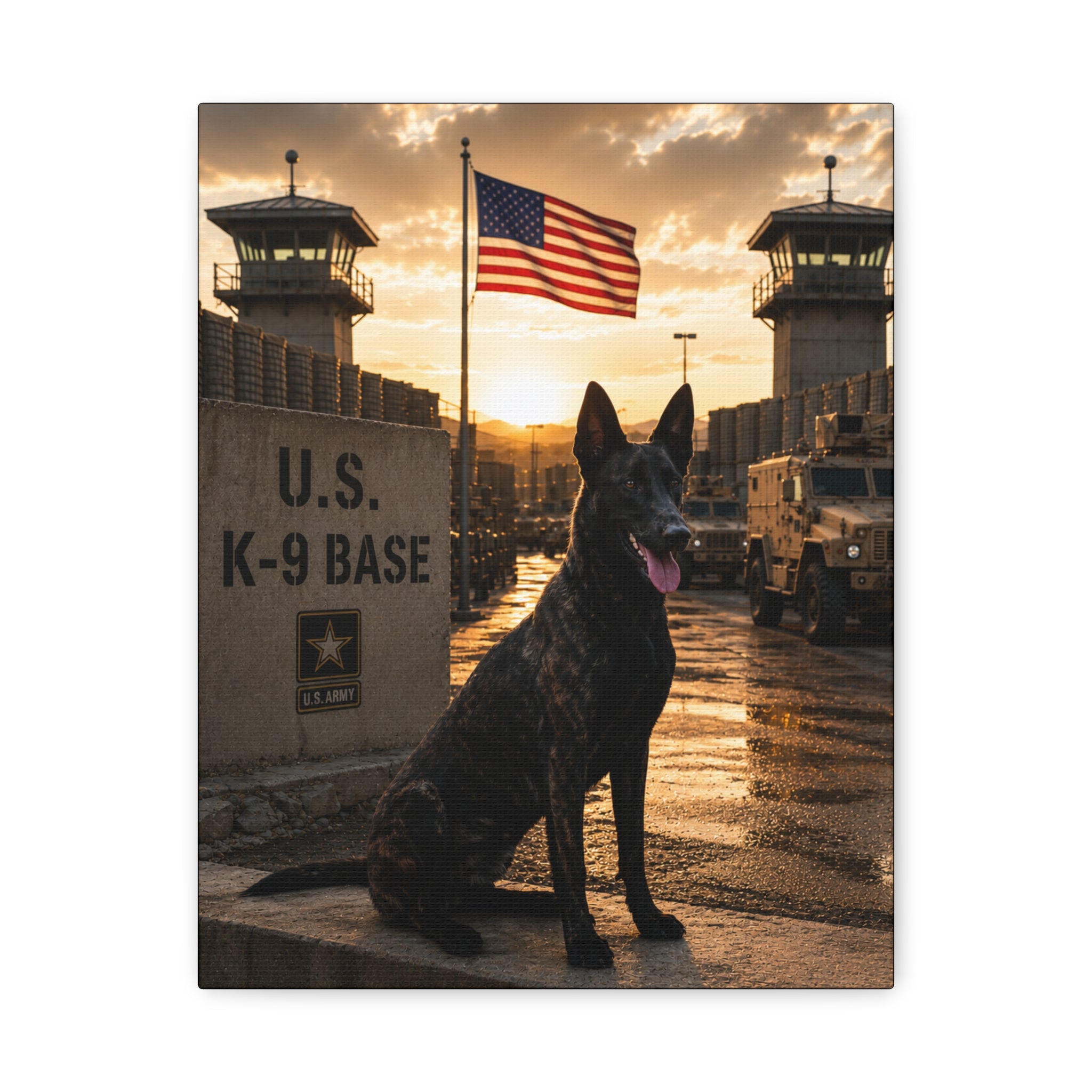 Military K-9 Canvas Print — Patriotic U.S. K-9 Base Wall Art