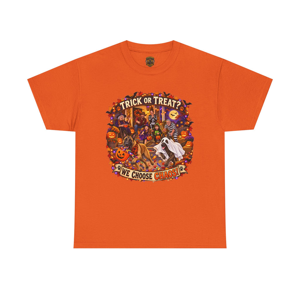 Halloween Trick or Treat T-Shirt — "Trick or Treat? We Choose Chaos" Graphic Tee