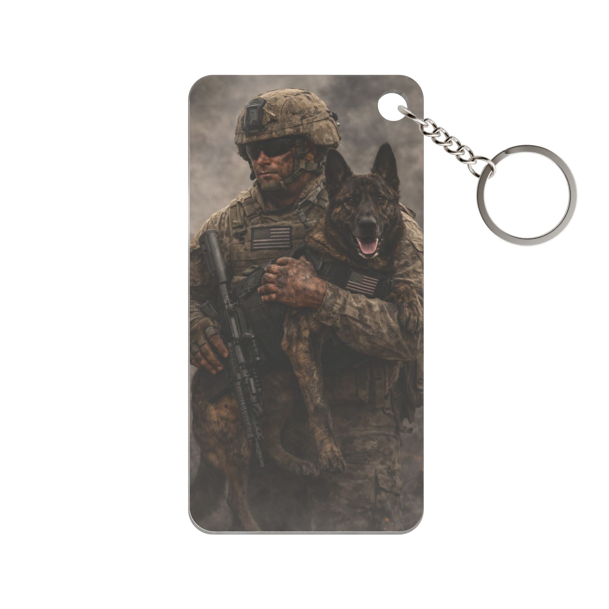 Military K9 Soldier Keychain Charm — Veteran Dog Handler Tribute