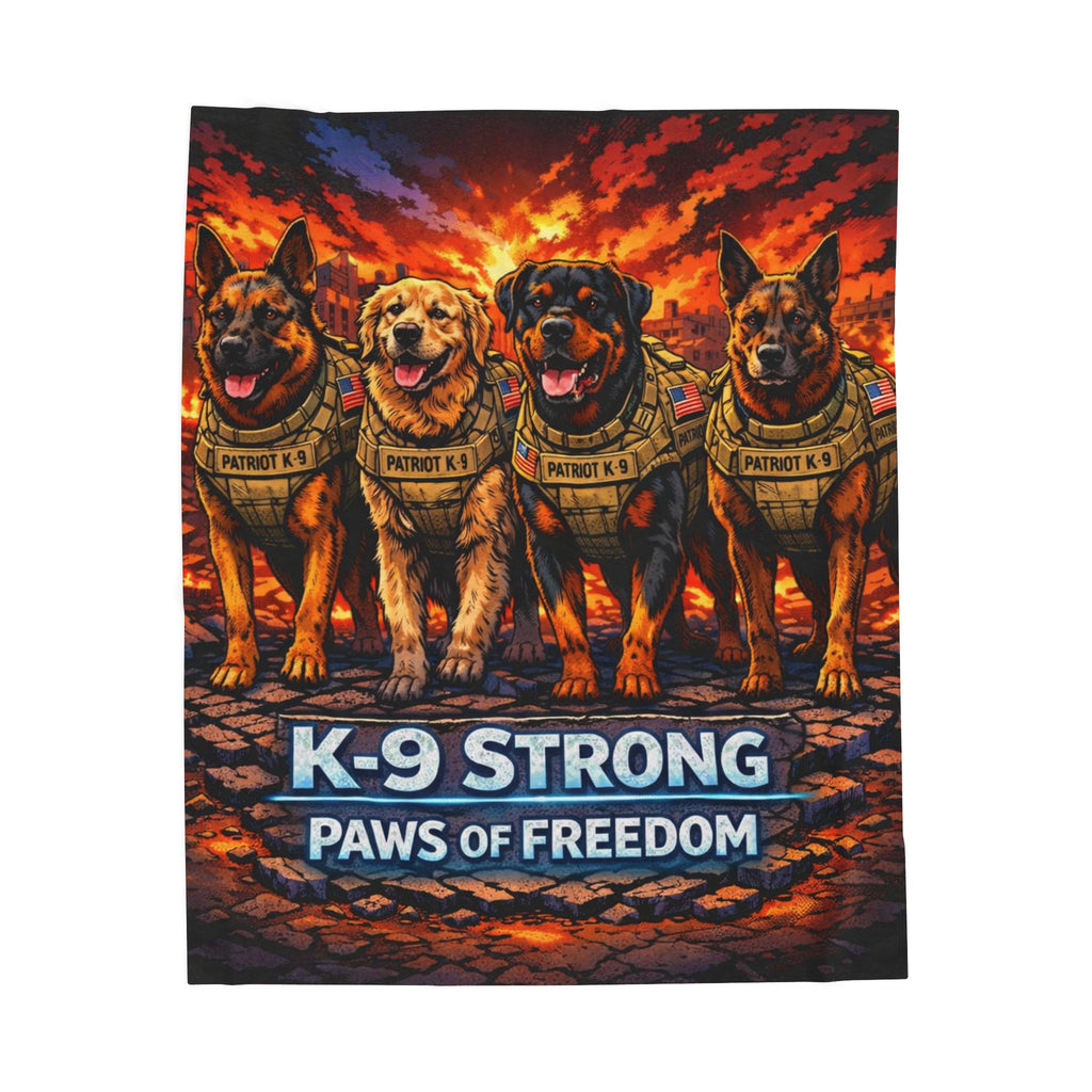 K-9 Strong Paws of Freedom Velveteen Plush Blanket — Military Working Dog Tribute