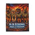 K-9 Strong Paws of Freedom Velveteen Plush Blanket — Military Working Dog Tribute