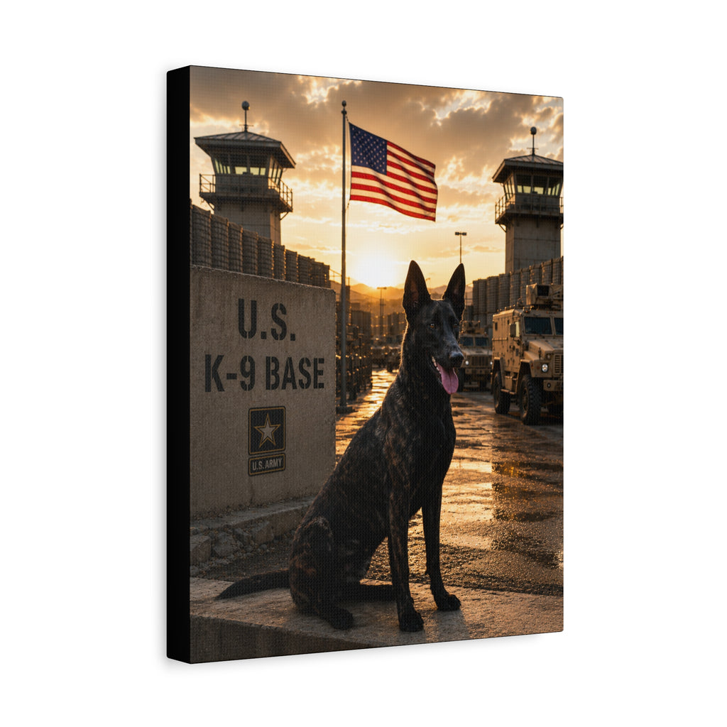 Military K-9 Canvas Print — Patriotic U.S. K-9 Base Wall Art