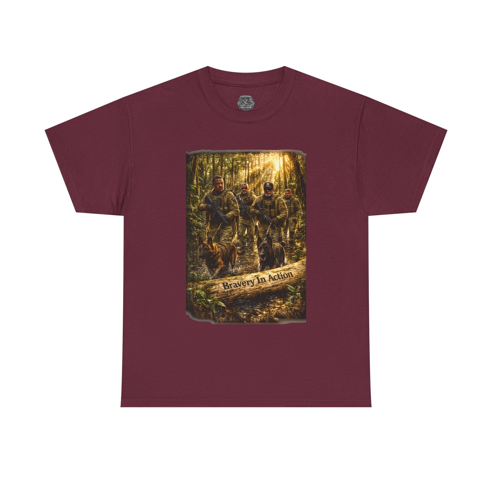 Hunting  K-9 Military Crew Tee — " Service In Action" Forest Camouflage Graphic