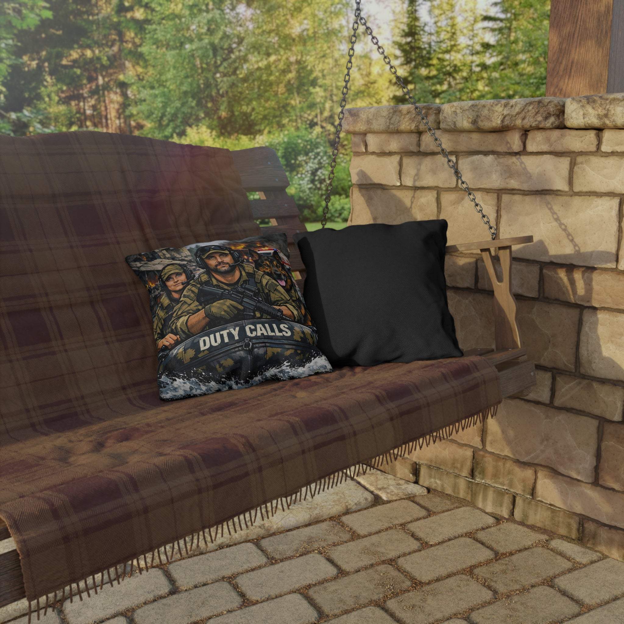 Duty Calls Tactical K-9  Rescue Outdoor Pillow — First Responder Military K-9 Tribute