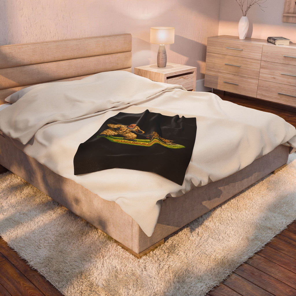 Velveteen Plush Blanket - 'Chaos Fears the Malinois' Dog Training Bite Suit Design