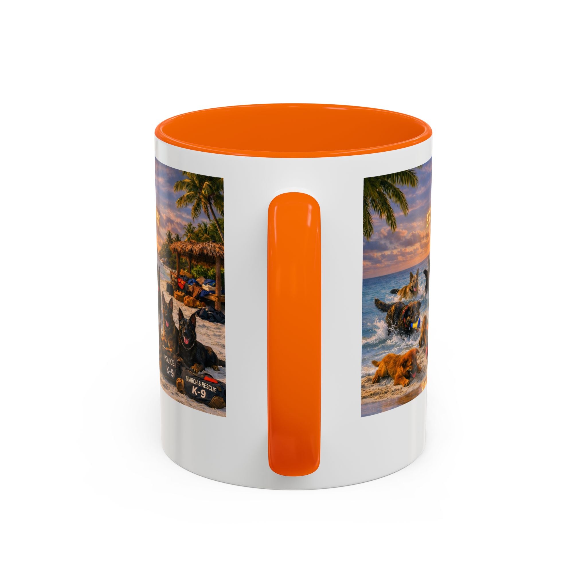 Dutch Shepherd Beach Coffee Mug — "Escape Is Temporary" Accent Mug (11/15oz)