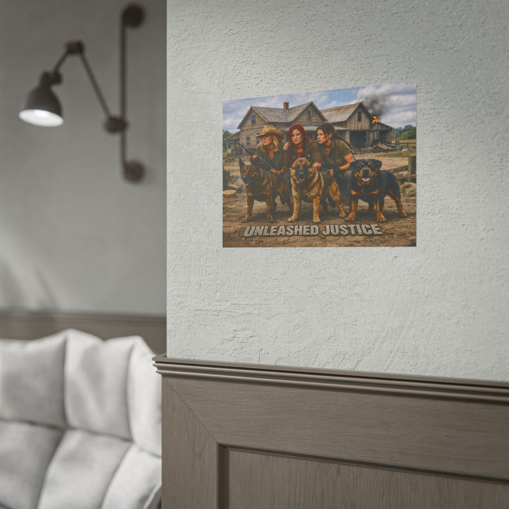 Unleashed Justice Poster — Action-packed Canine Vigilante Wall Art
