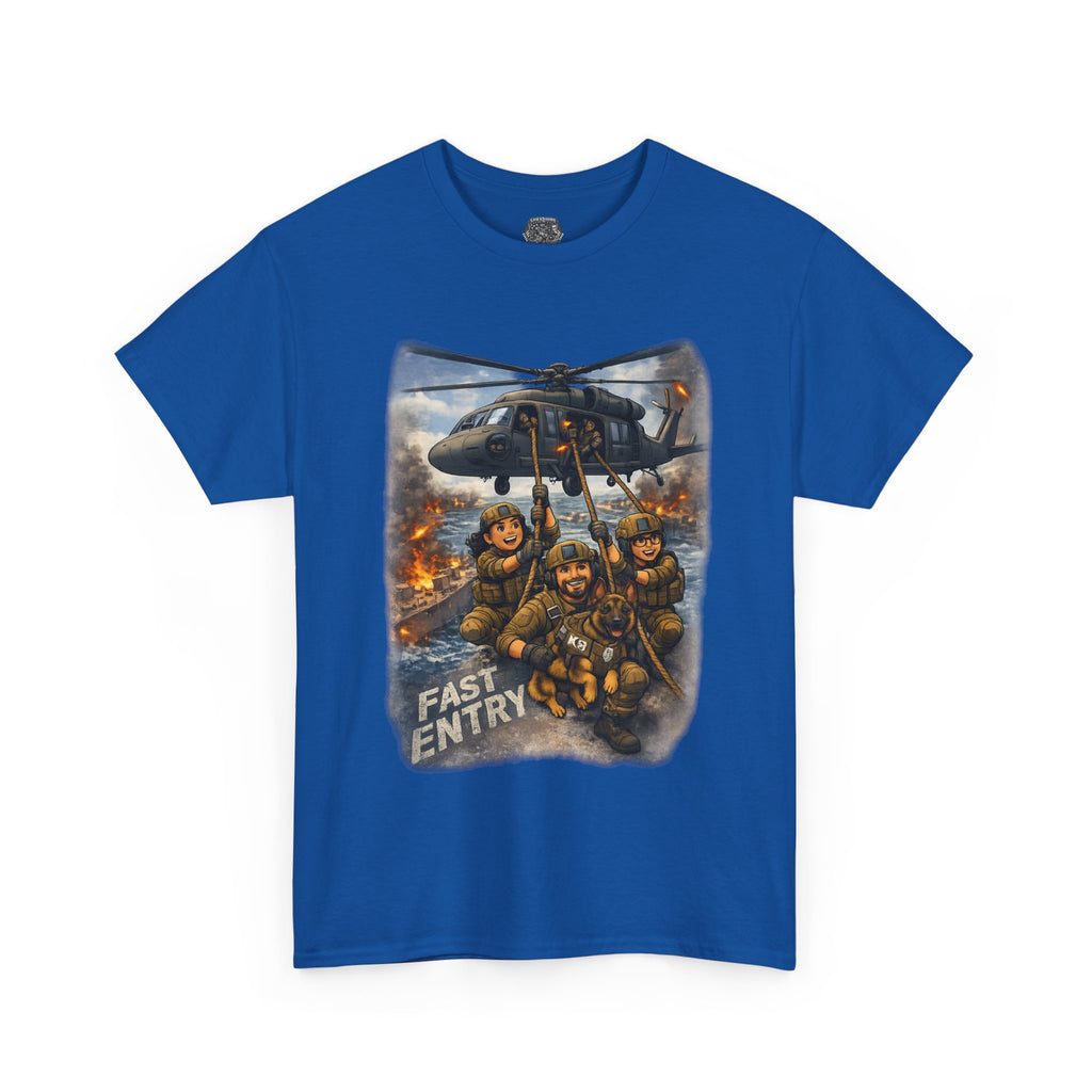 Military Helicopter Insertion Tee — "Fast Entry" Graphic T-Shirt