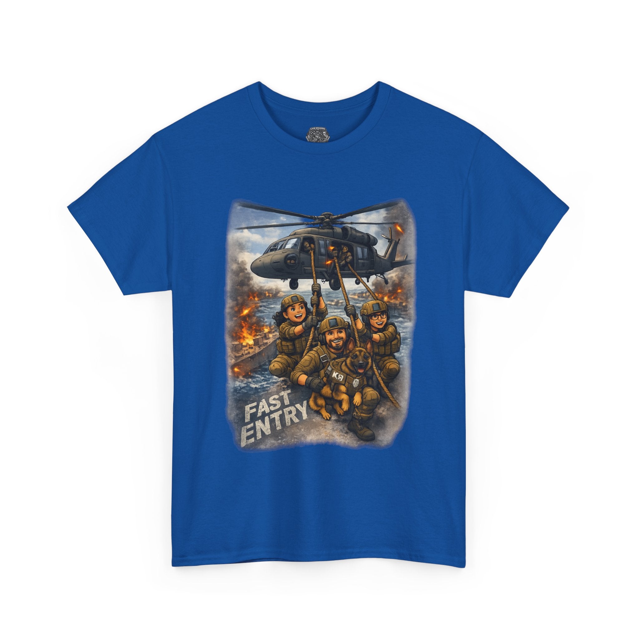 Military Helicopter Insertion Tee — "Fast Entry" Graphic T-Shirt