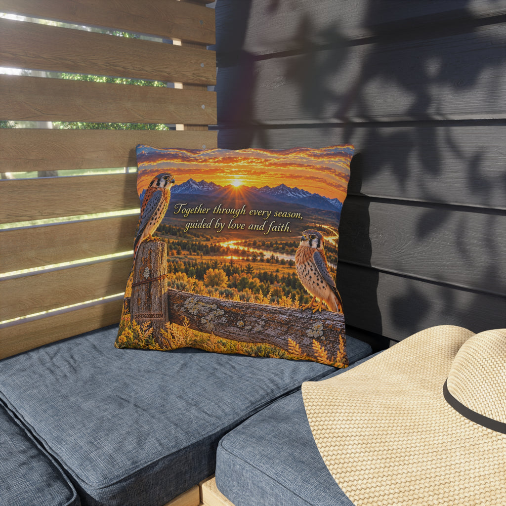 Together Through Every Season Kestrel Outdoor Pillow