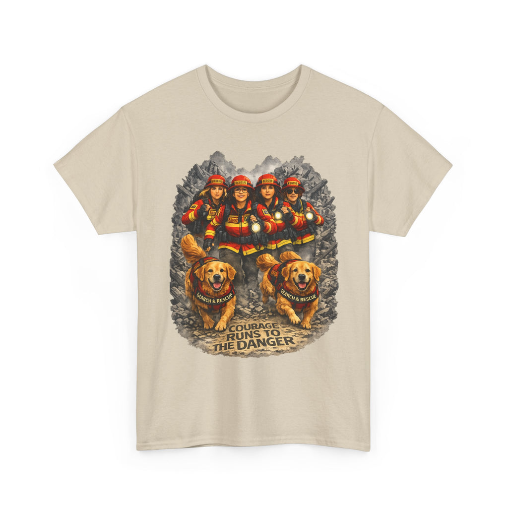 Firefighter Rescue Crew T‑Shirt — Courage Runs to the Danger Graphic Tee