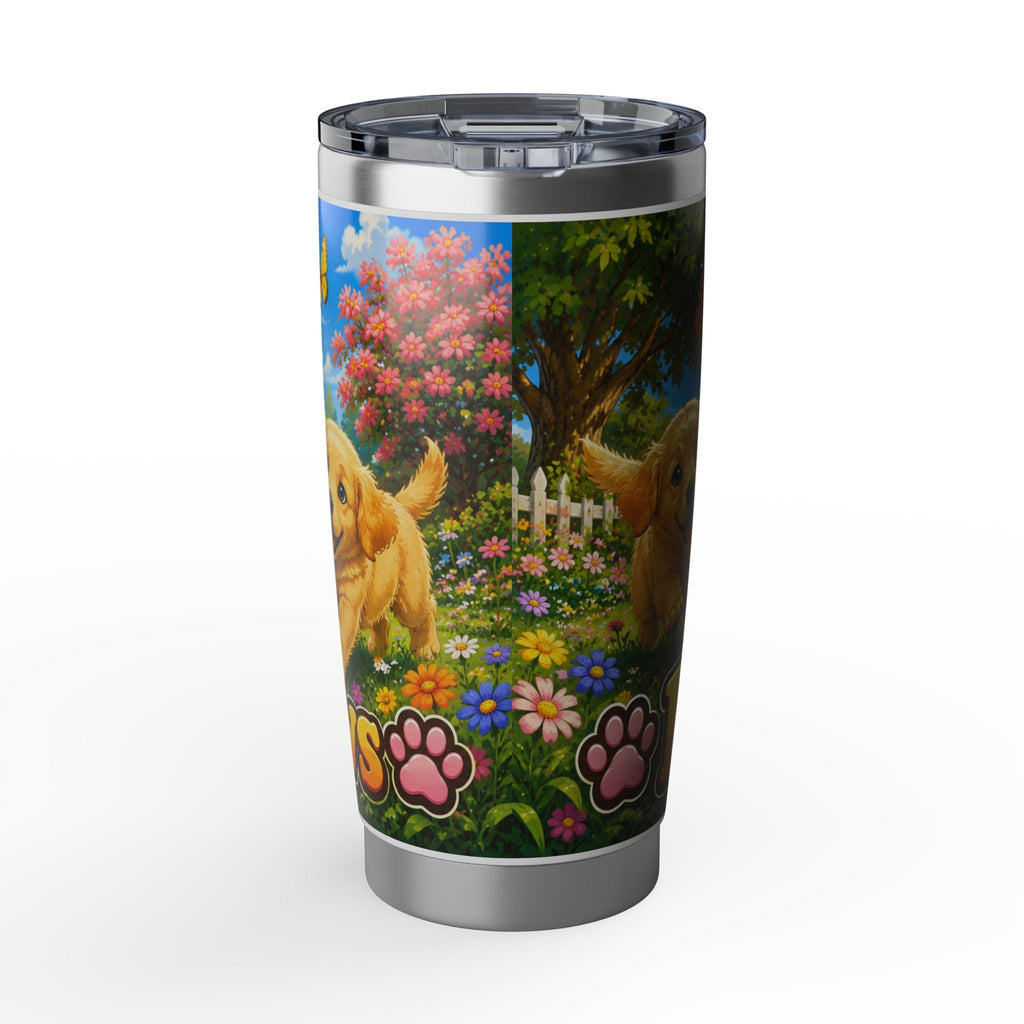 Playful Pups 20oz Tumbler – Cute Golden Retriever Dog Travel Cup