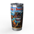 K-9 Famliy Beach Trip Tumbler — 'Living on Beach Time' Insulated 20oz Travel Cup