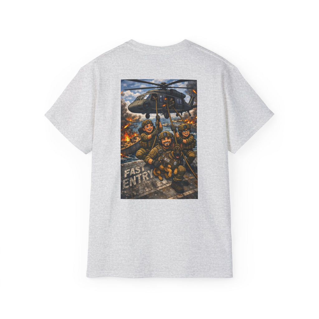 Military Rescue Team Graphic Tee — "Fast Entry" Helicopter Veteran Shirt